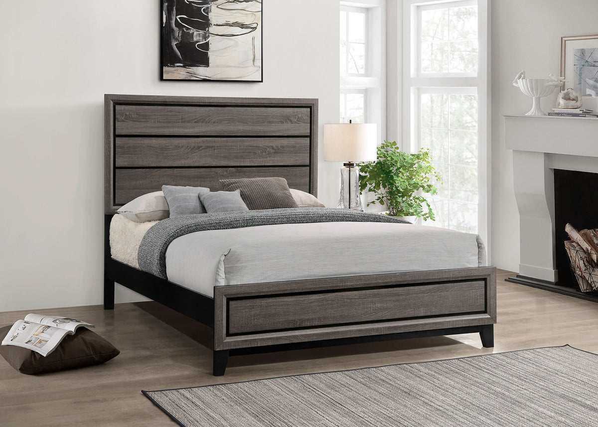 Watson Wood Panel Bed Queen Grey Oak