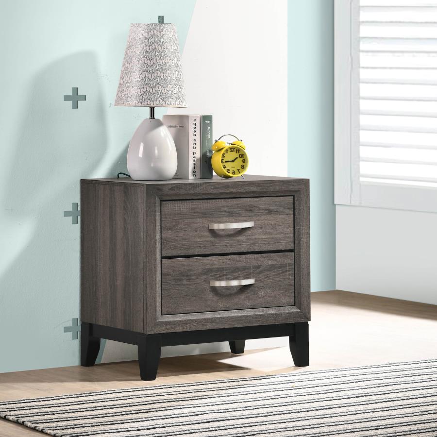 Coaster Watson Contemporary 2 Drawer Nightstand Grey Oak and Black