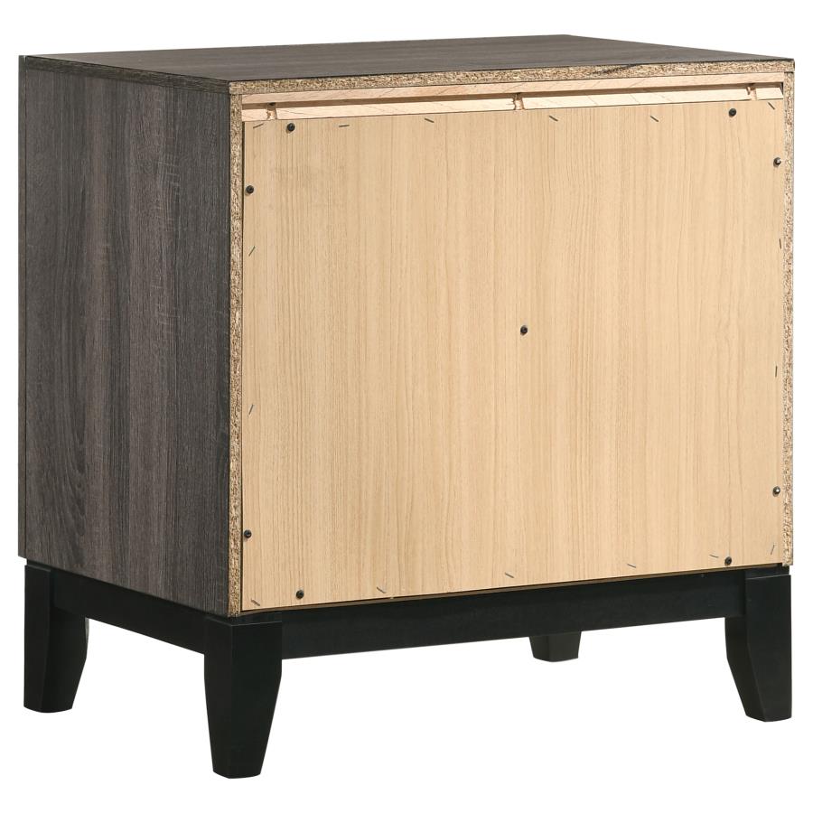 Coaster Watson Contemporary 2 Drawer Nightstand Grey Oak and Black