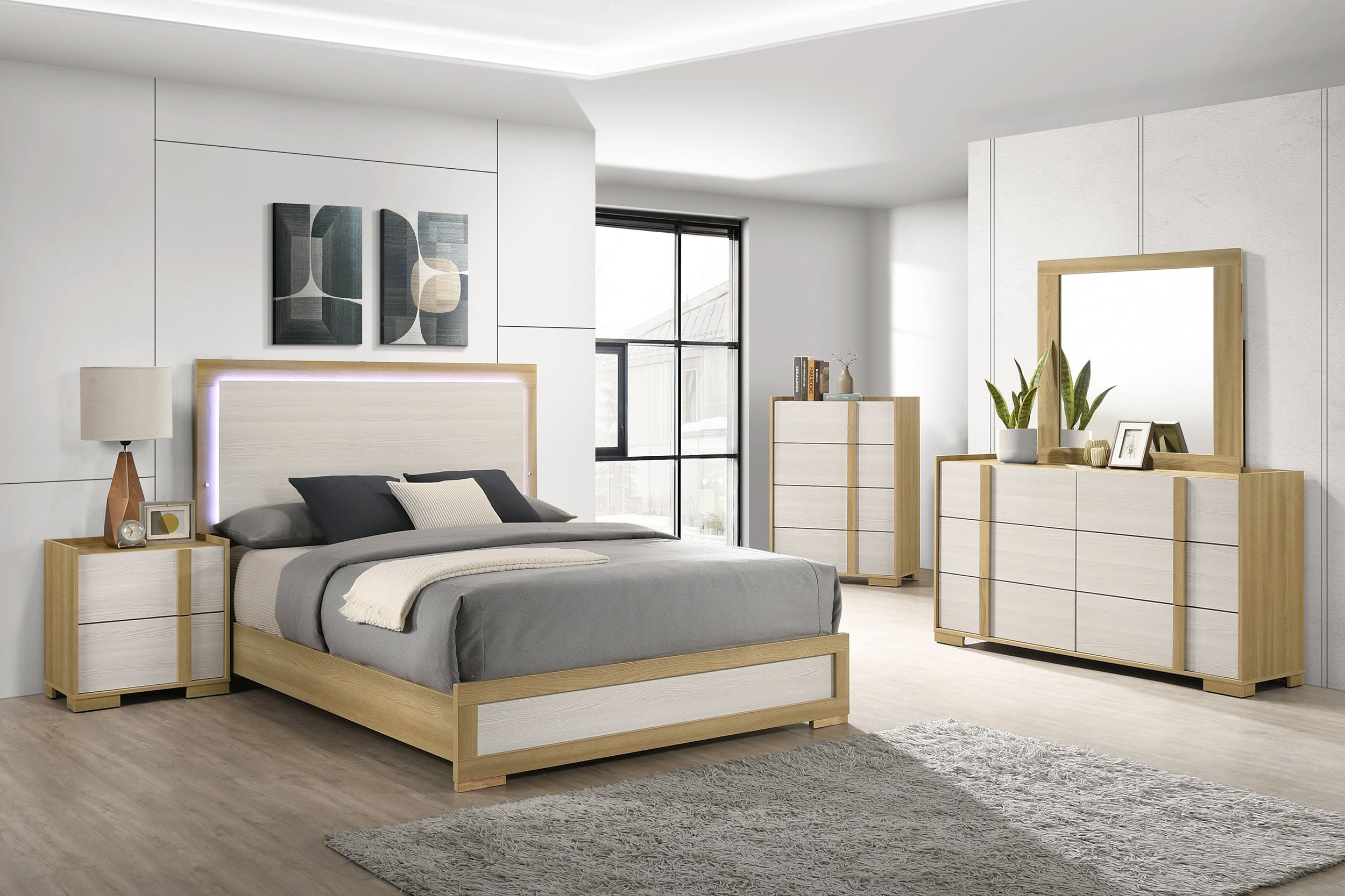 Hyland Wood LED Panel Bed