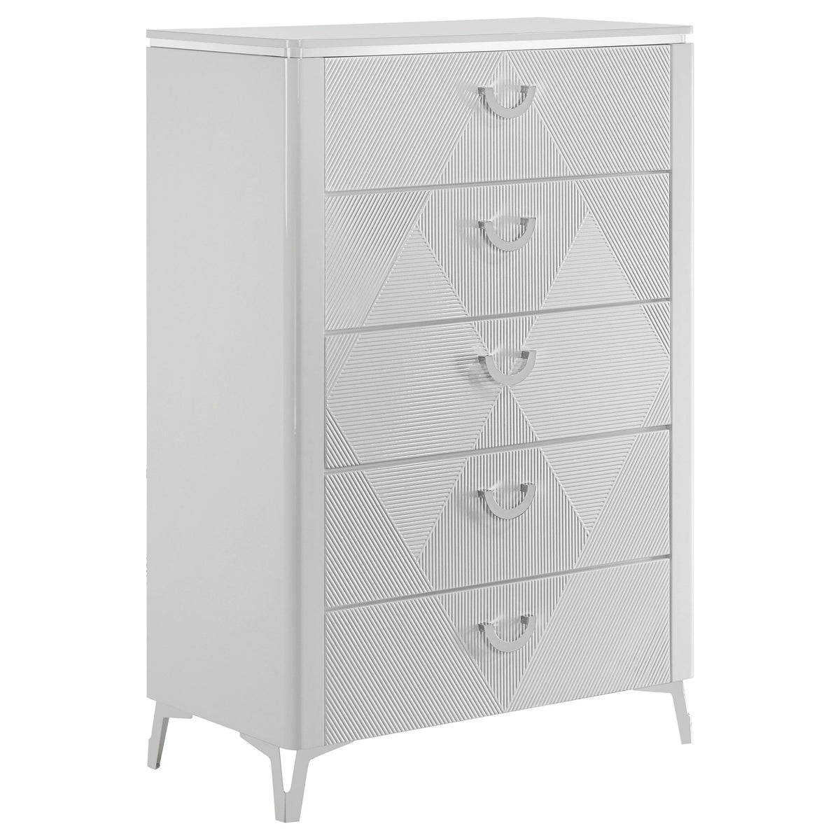Cassia 5-piece Eastern King LED Bedroom Set White High Gloss