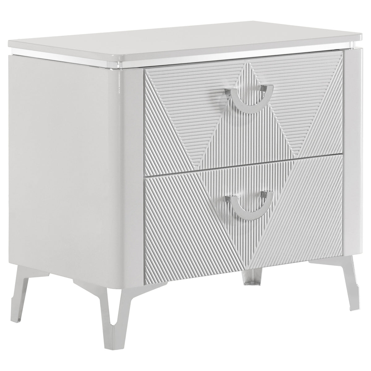 Cassia 2-drawer Nightstand with USB Ports White High Gloss