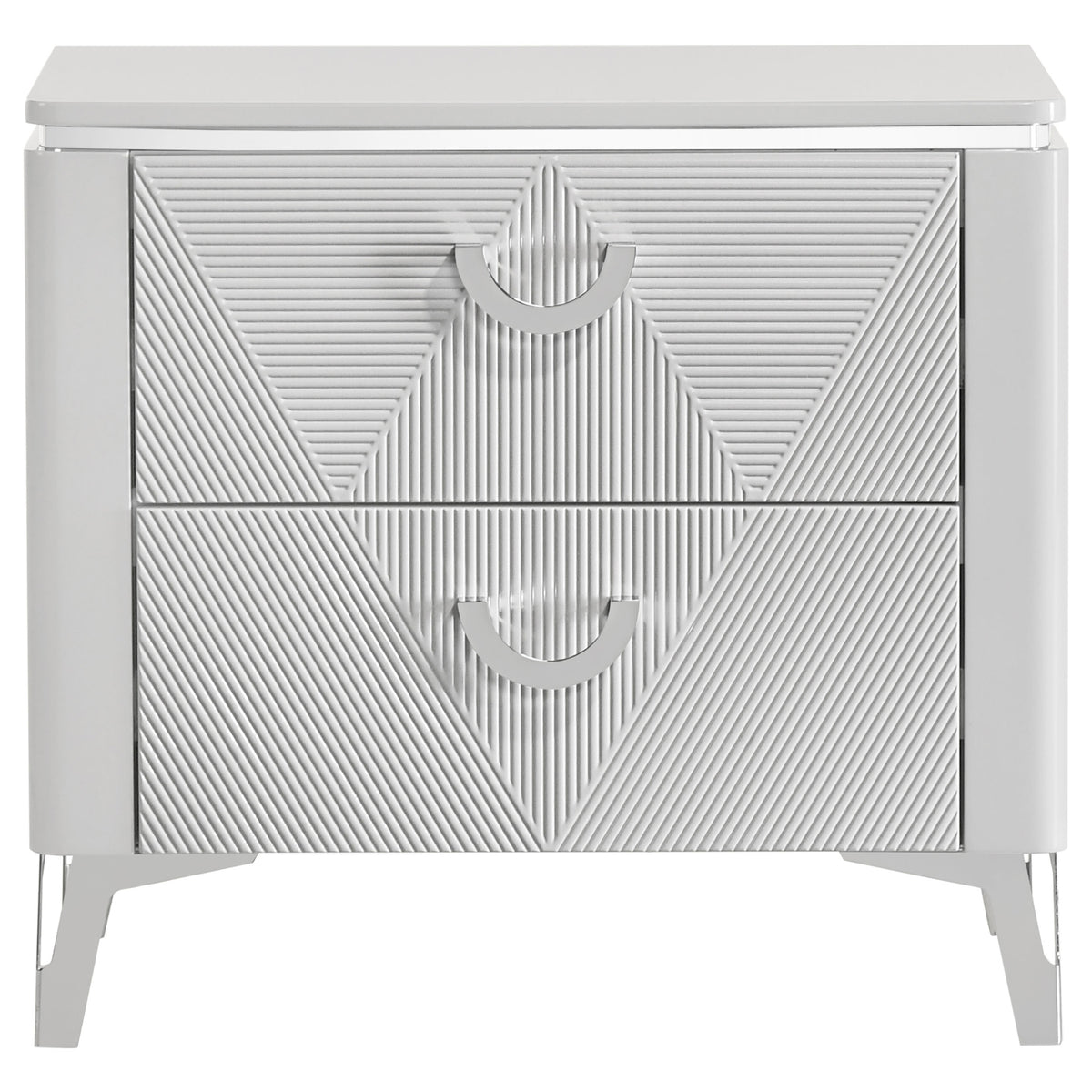 Cassia 2-drawer Nightstand with USB Ports White High Gloss