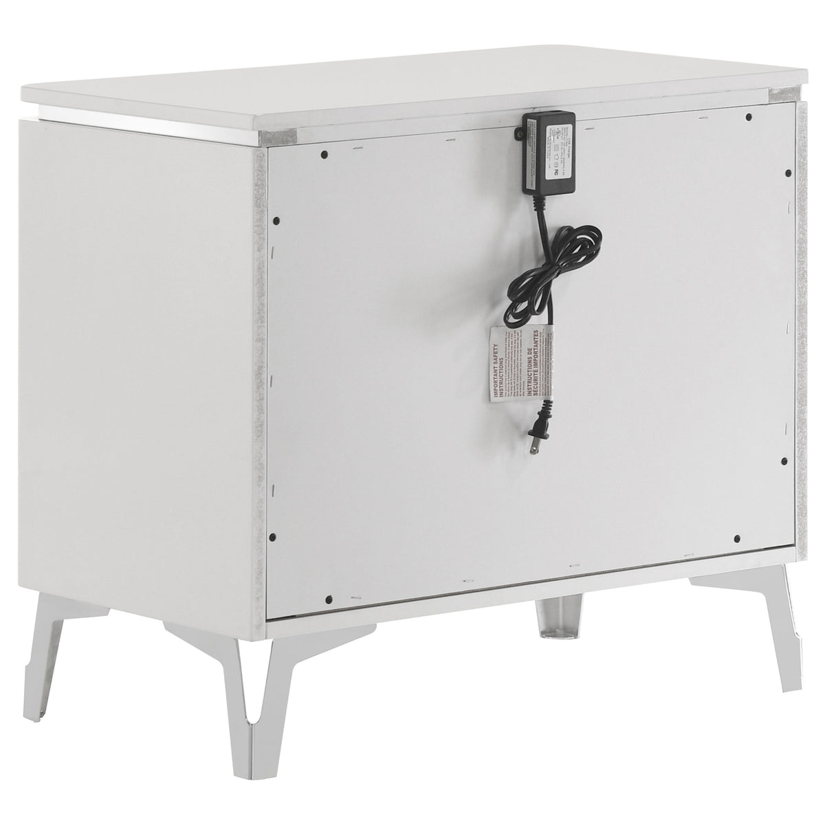 Cassia 2-drawer Nightstand with USB Ports White High Gloss