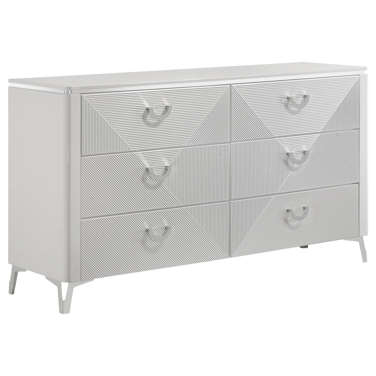 Cassia 6-drawer Dresser White High Gloss