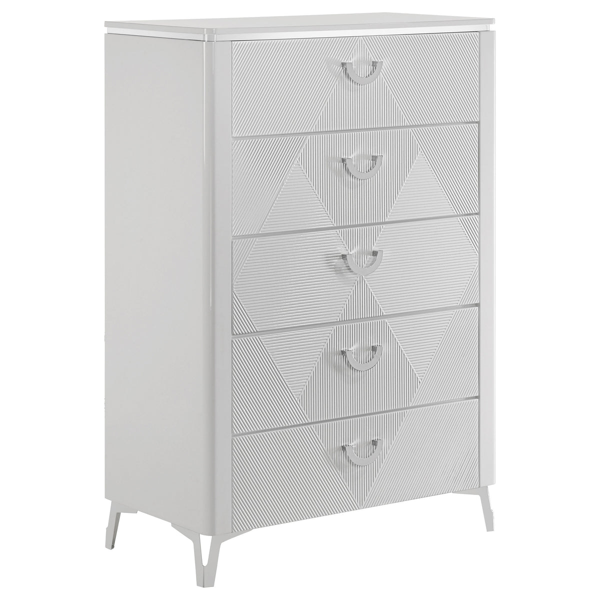 Cassia 5-drawer Bedroom Chest White High Gloss