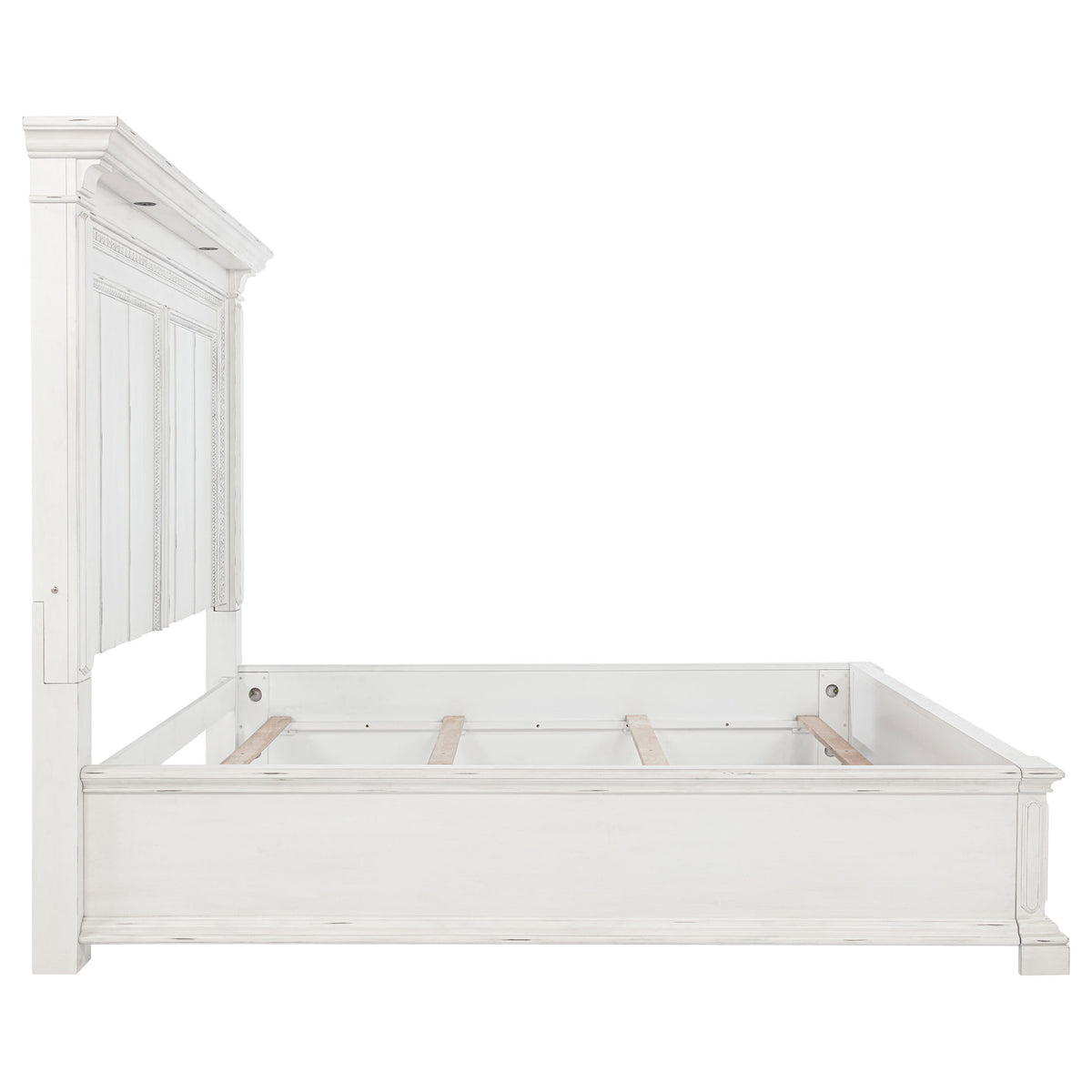 McKinney Panel Bed with LED Reading Lights Eastern King Vintage White