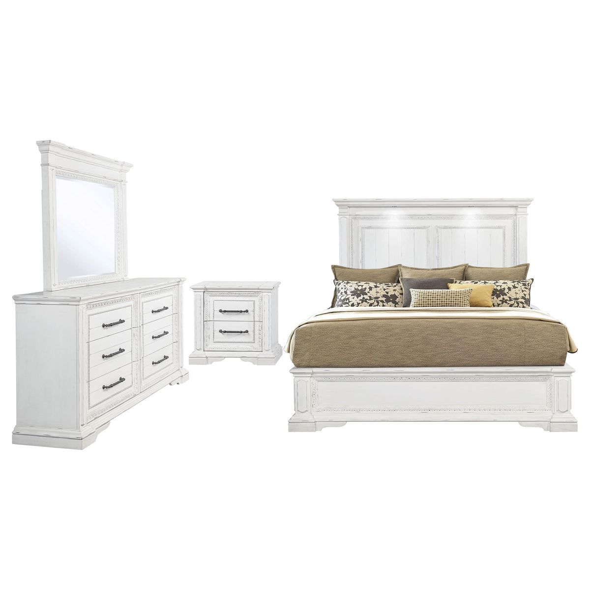 McKinney 4-piece California King Bedroom Set Vintage White