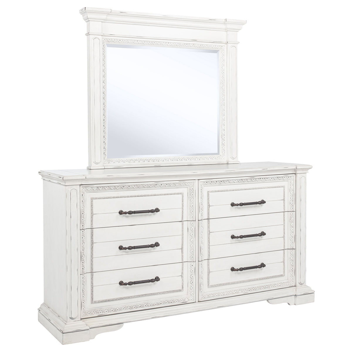 McKinney 6-drawer Dresser with Mirror Vintage White