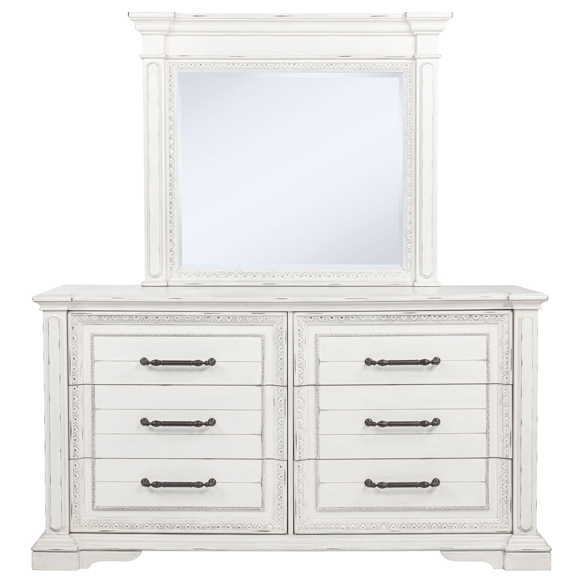 McKinney 6-drawer Dresser with Mirror Vintage White