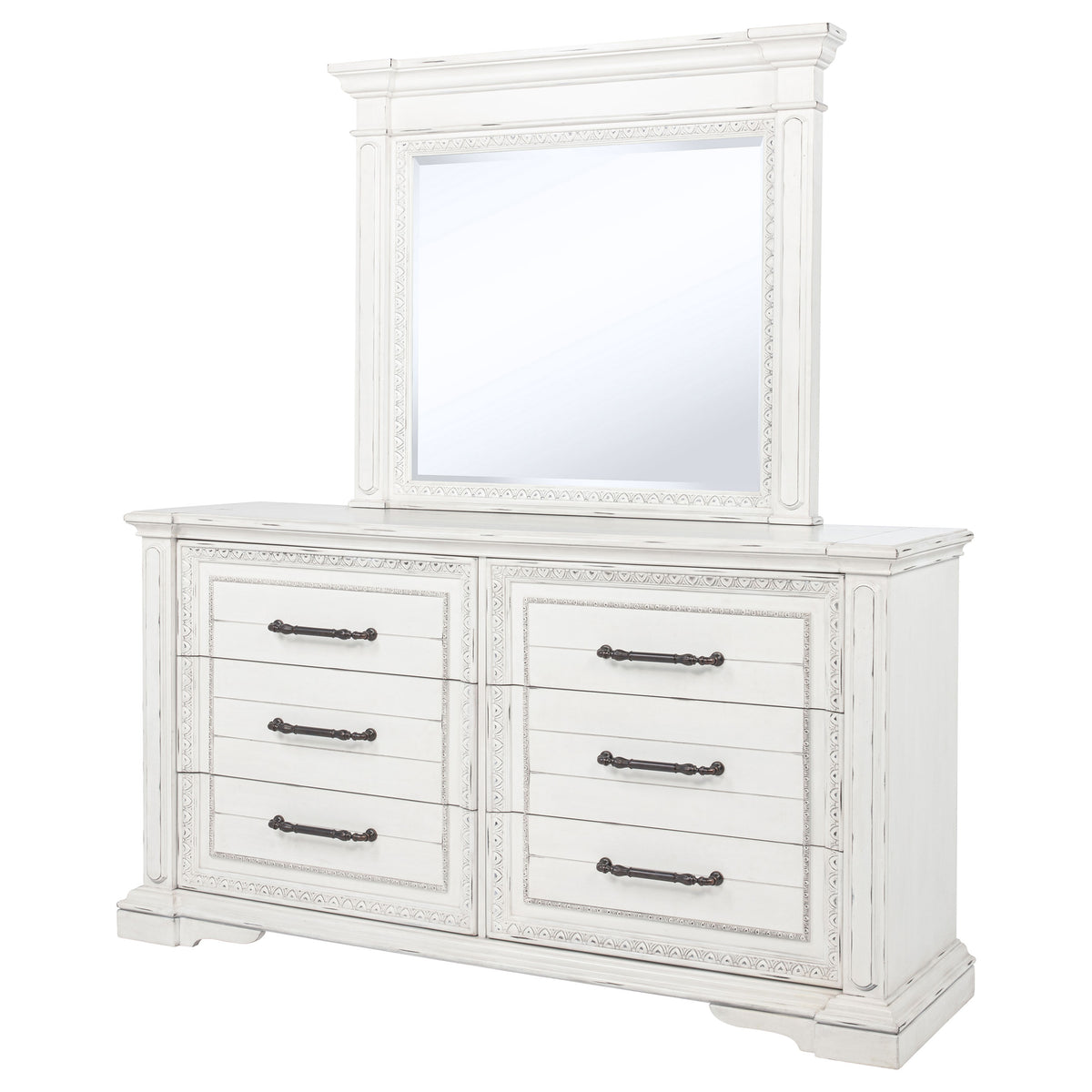McKinney 6-drawer Dresser with Mirror Vintage White