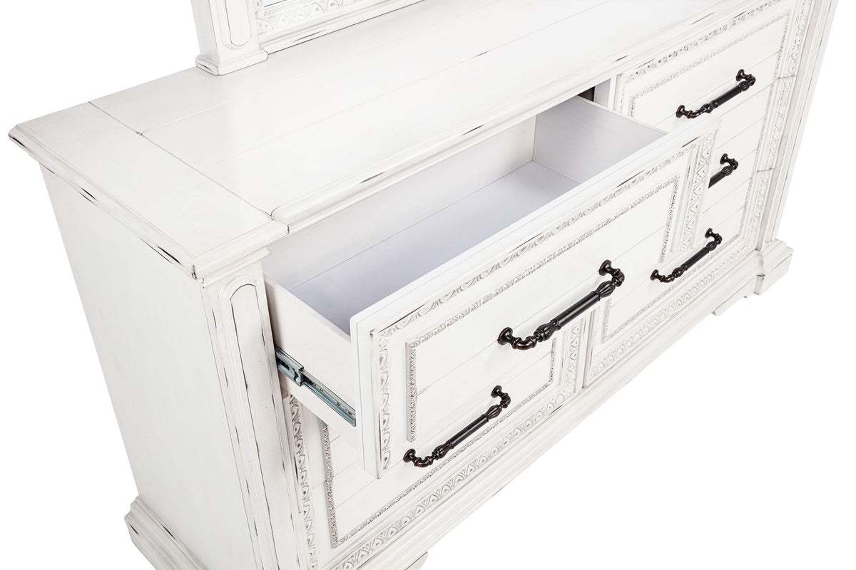 McKinney 6-drawer Dresser with Mirror Vintage White