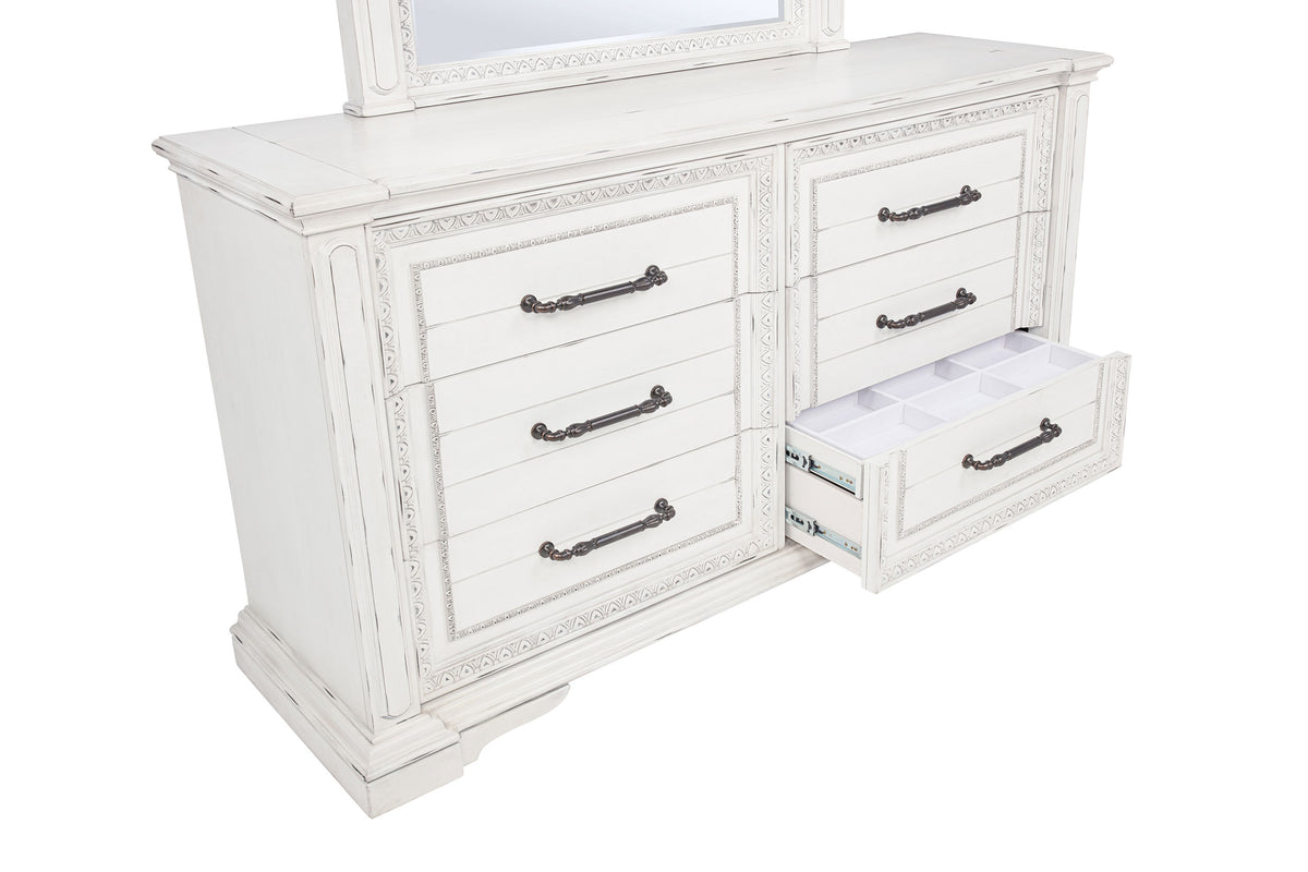 McKinney 6-drawer Dresser with Mirror Vintage White