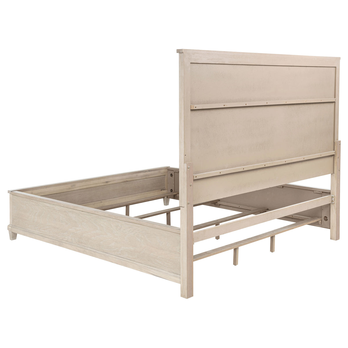 Pembroke Upholstered Panel Bed with Nailhead Trim Eastern King Washed Oak and Cream