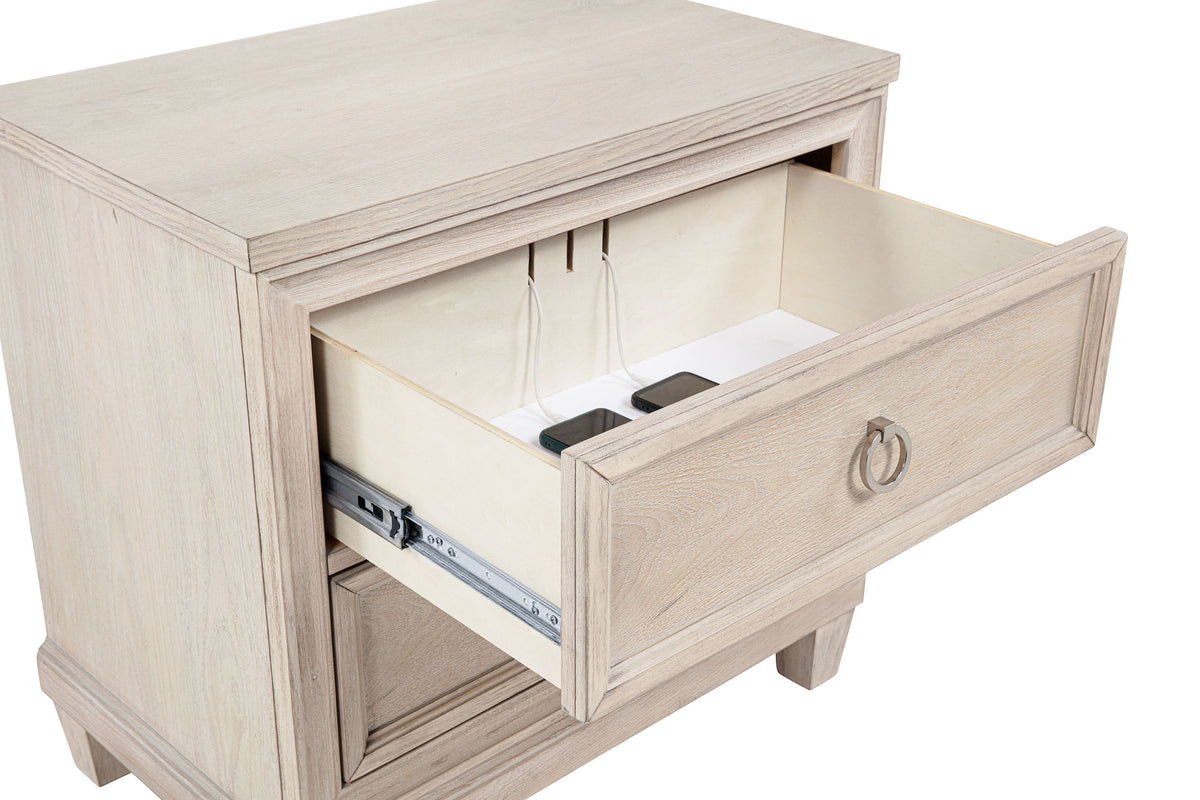 Pembroke 4-piece Queen Bedroom Set with Upholstered Panel Bed Washed Oak