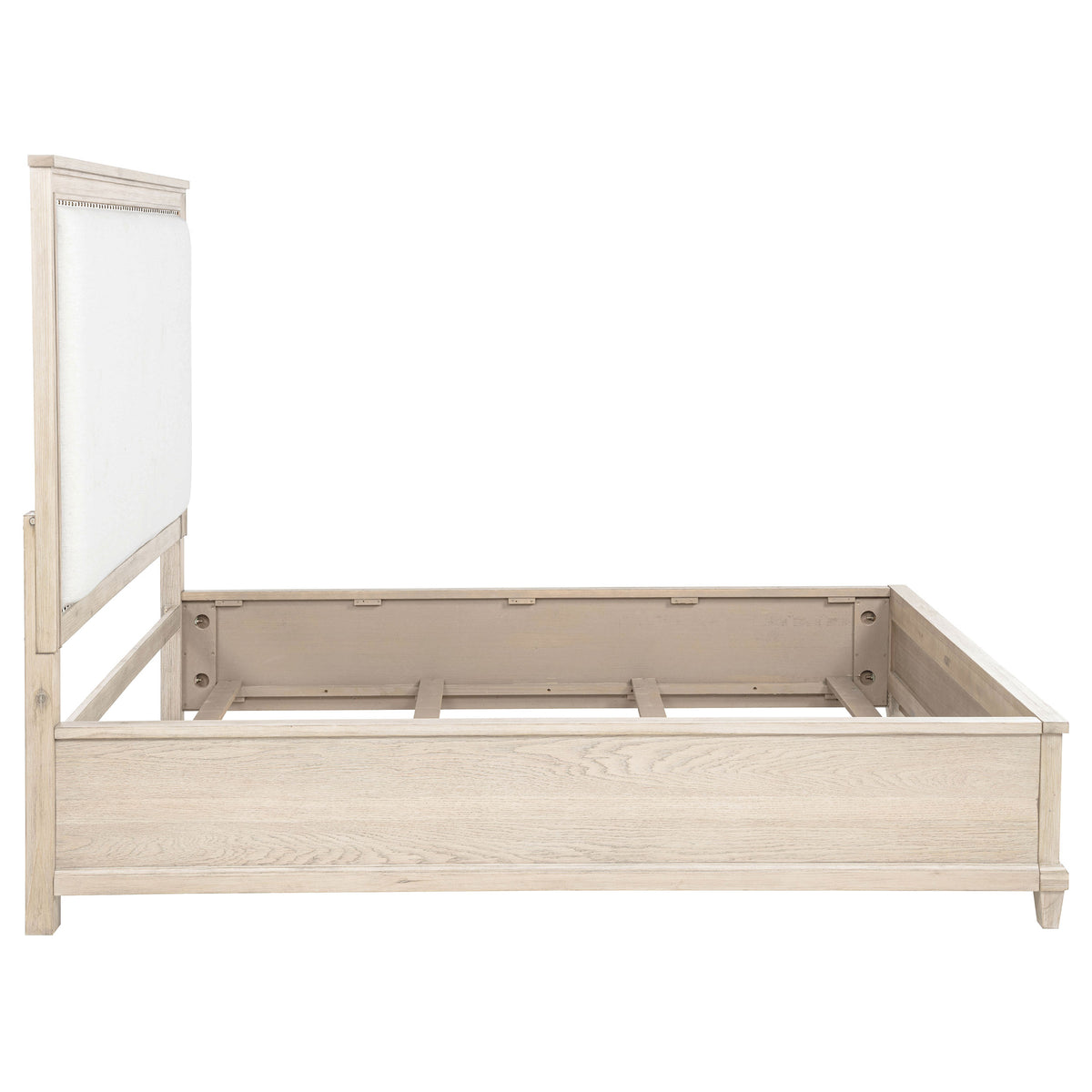 Pembroke Upholstered Panel Bed with Nailhead Trim Queen Washed Oak and Cream
