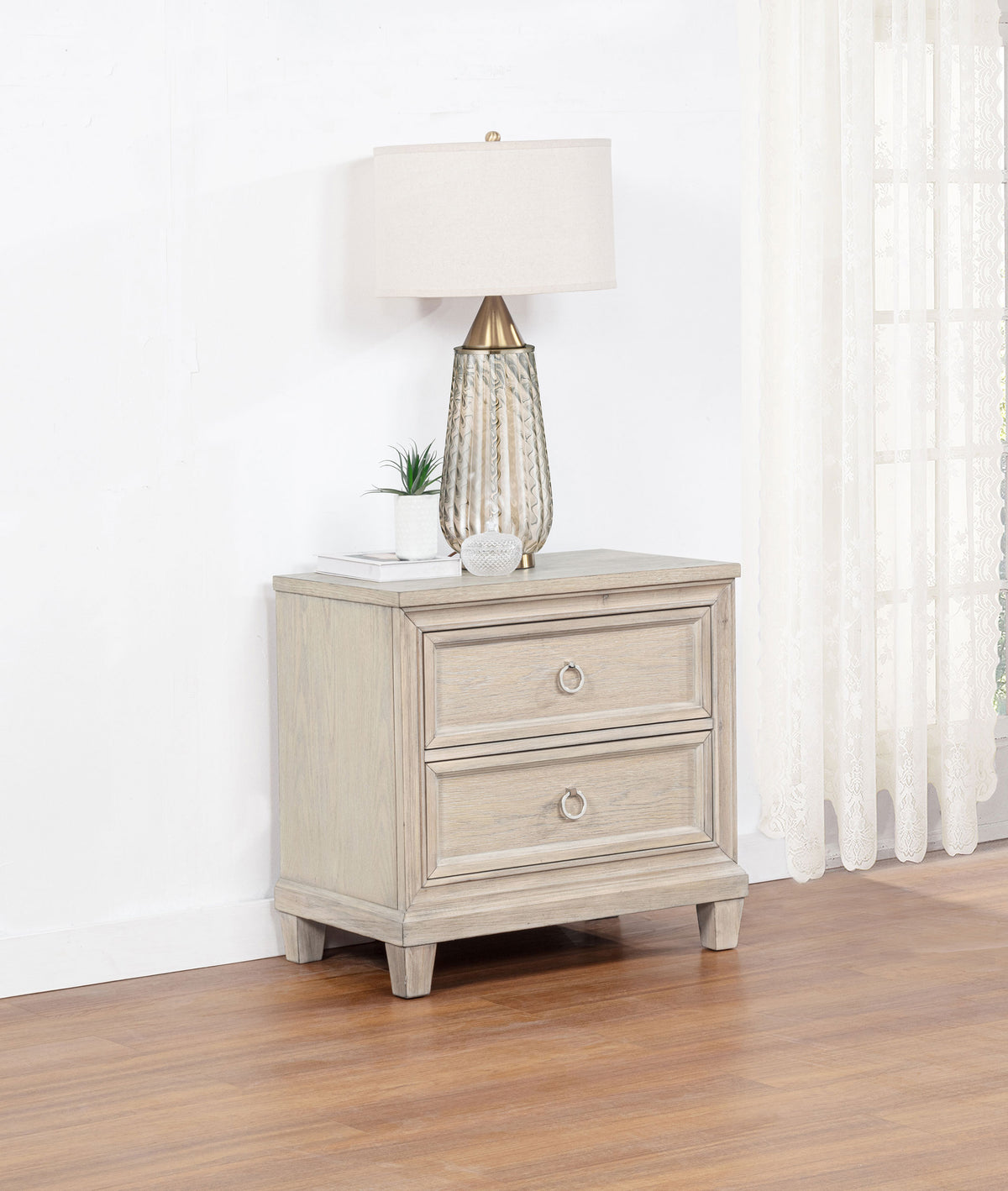 Pembroke 2-drawer Nightstand Washed Oak