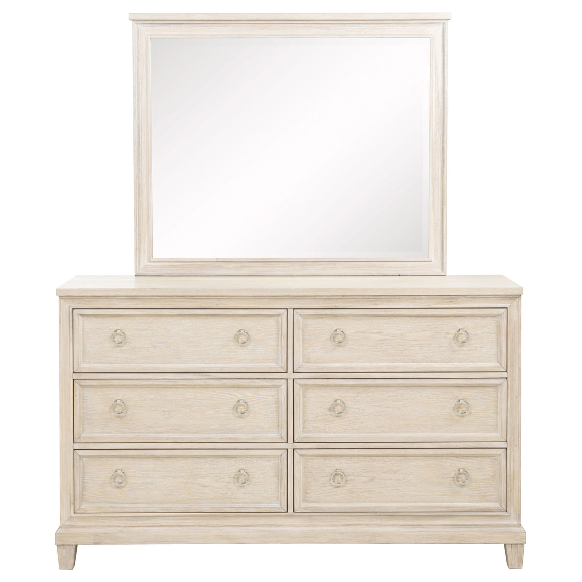 Pembroke 6-drawer Dresser with Mirror Washed Oak