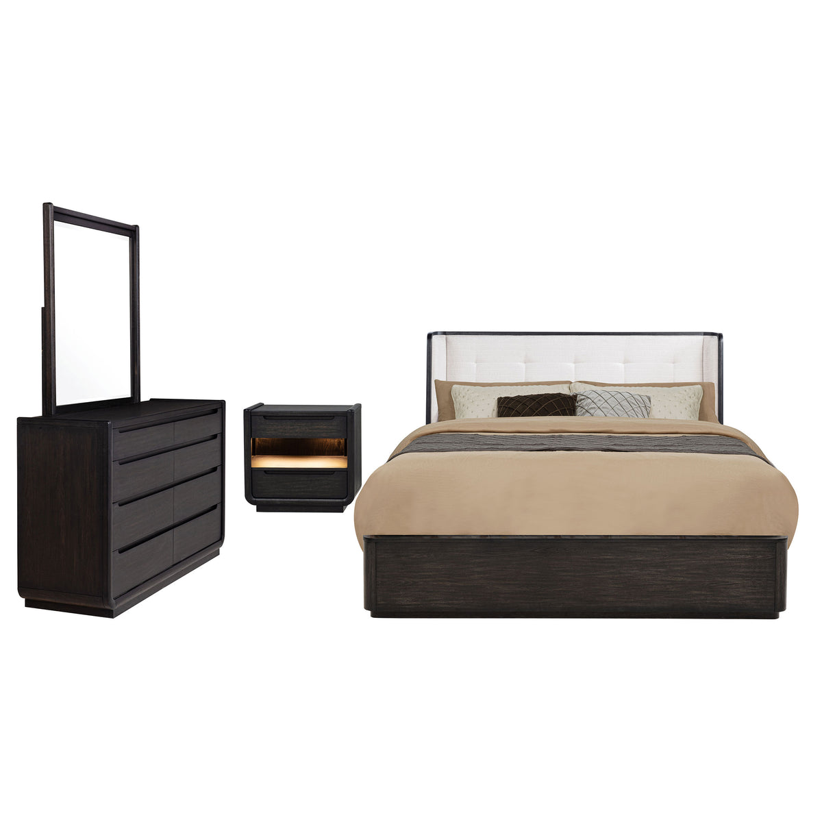 Leandro 4-piece Queen Bedroom Set Burnished Black
