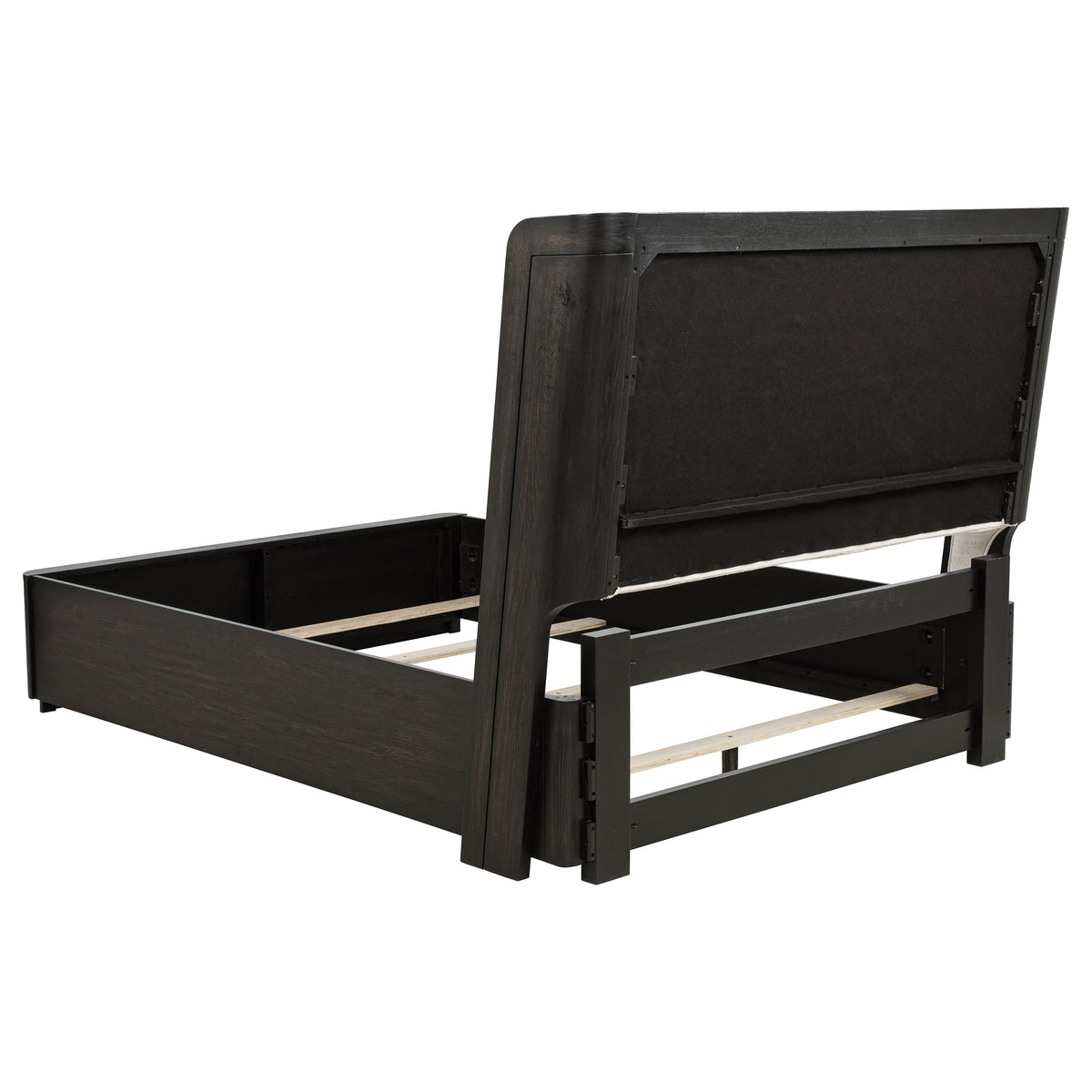 Leandro Upholstered Wingback Bed Queen Burnished Black and Cream