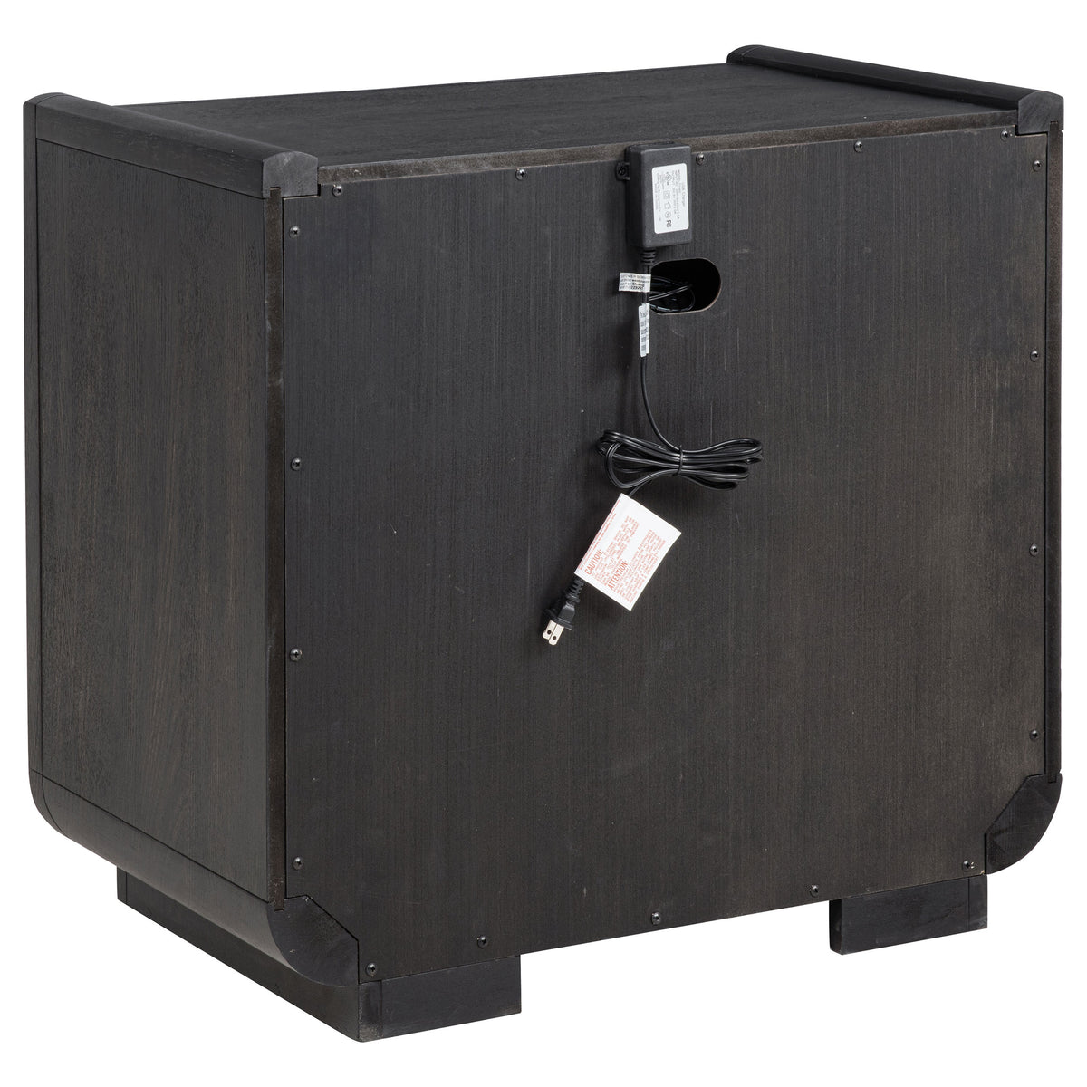 Leandro 2-drawer Nightstand with LED Shelf and USB Ports Burnished Black