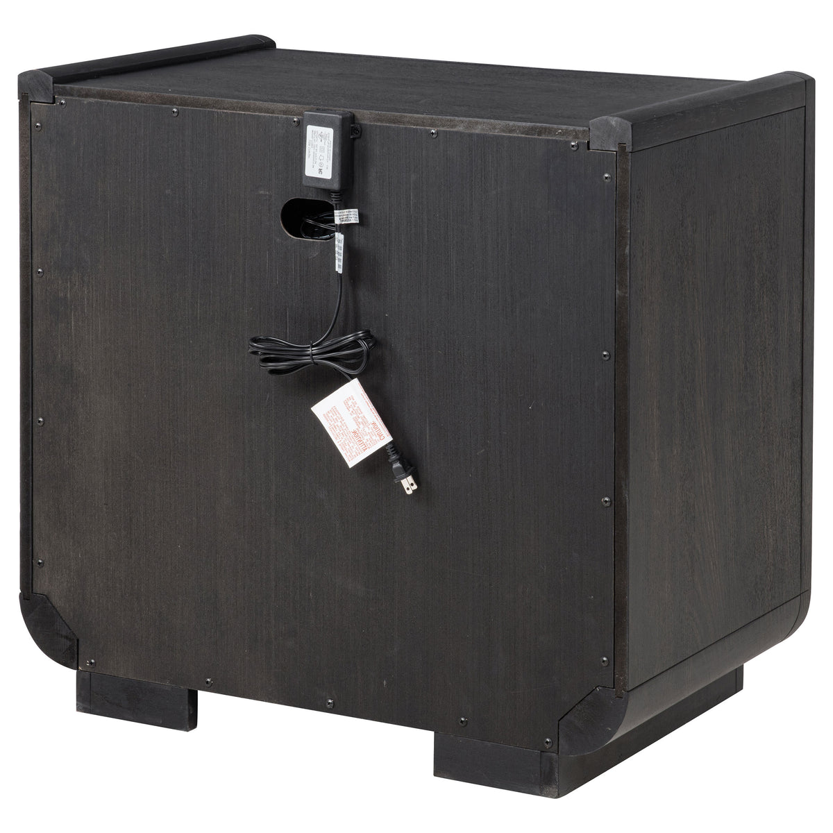Leandro 2-drawer Nightstand with LED Shelf and USB Ports Burnished Black