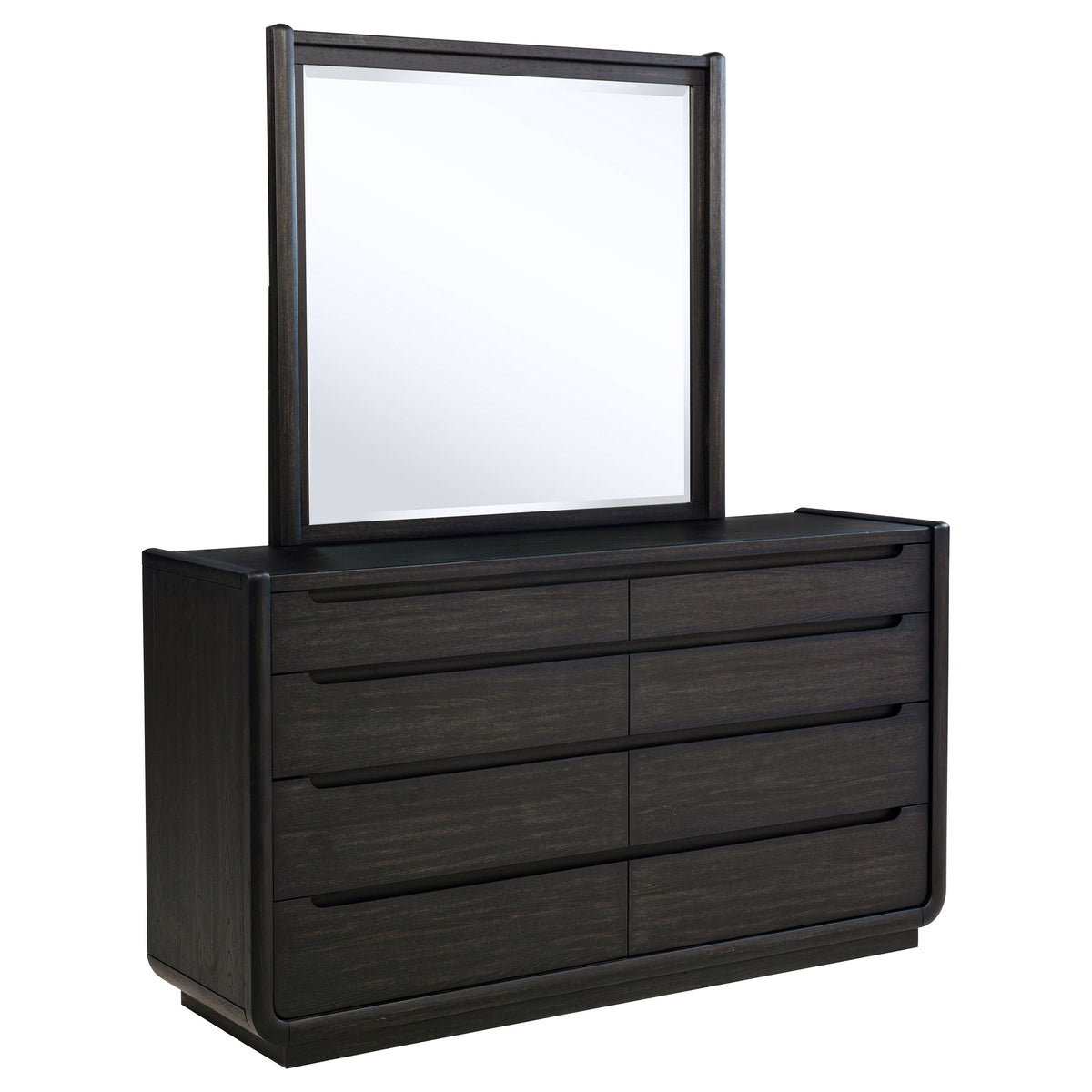 Leandro 8-drawer Dresser with Mirror Burnished Black