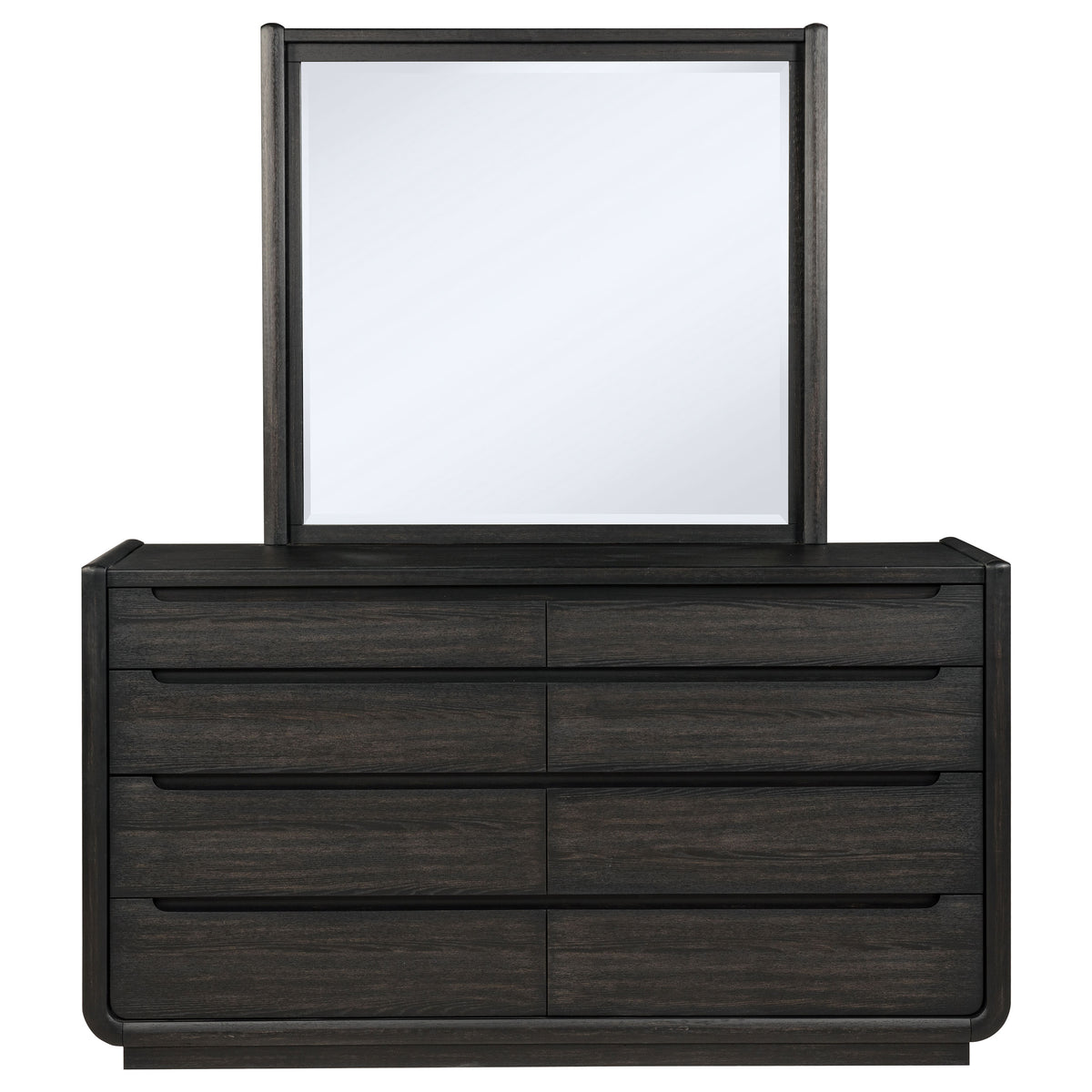 Leandro 8-drawer Dresser with Mirror Burnished Black