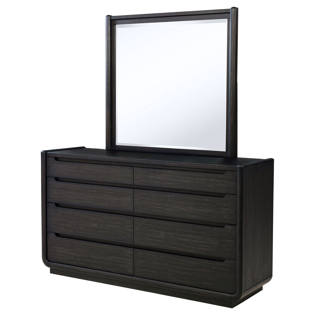 Leandro 8-drawer Dresser with Mirror Burnished Black
