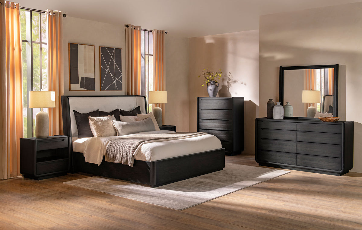 Leandro 8-drawer Dresser with Mirror Burnished Black