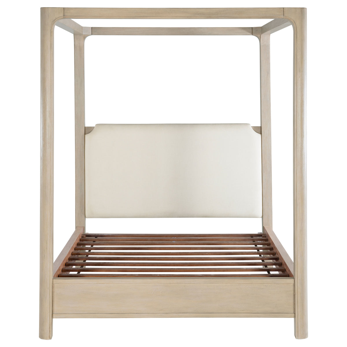 Solano Upholstered Canopy Bed Eastern King Weathered Mango and Beige