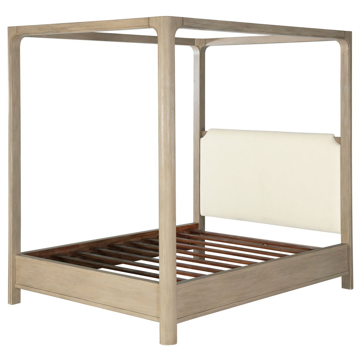 Solano Upholstered Canopy Bed California King Weathered Mango and Beige