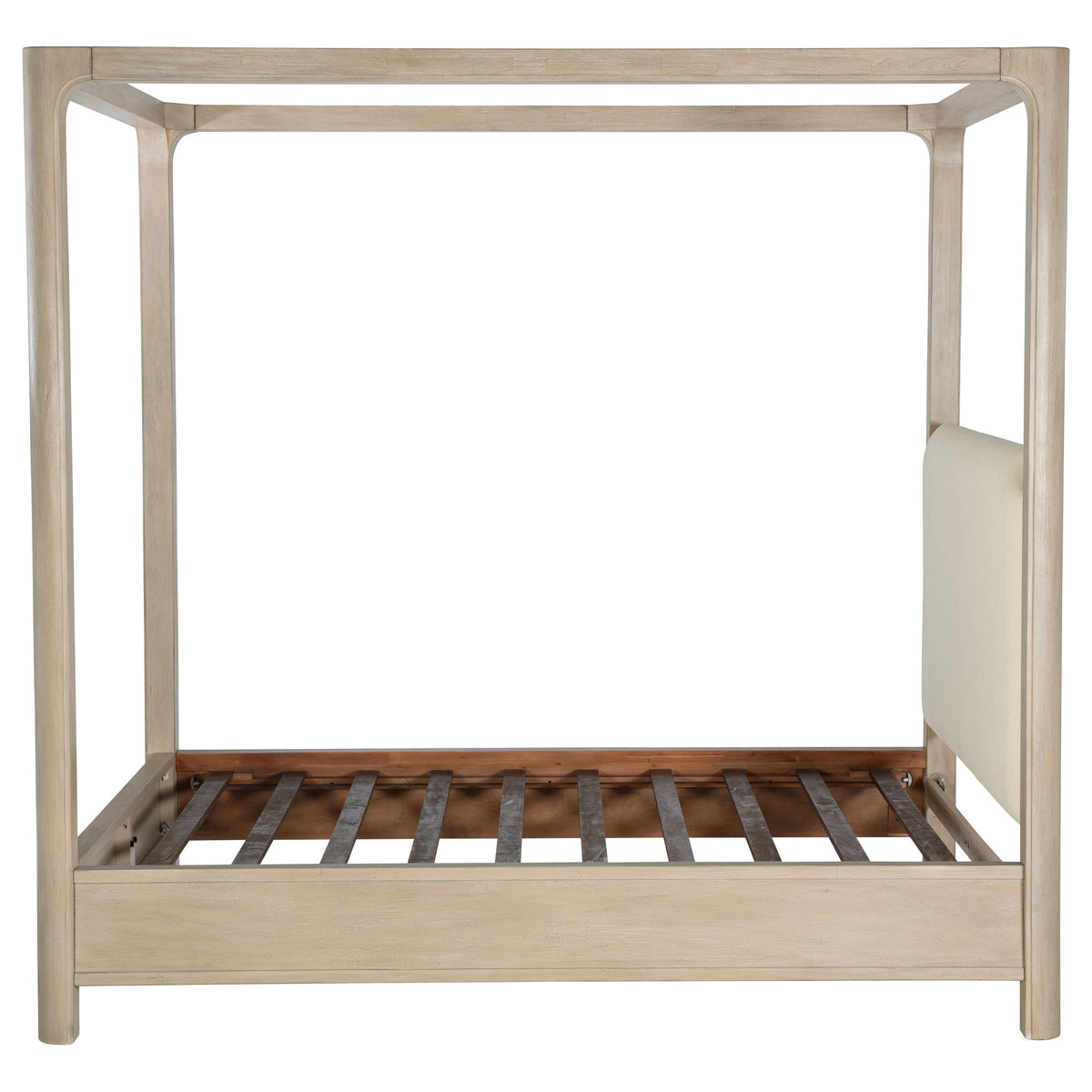 Solano Upholstered Canopy Bed California King Weathered Mango and Beige