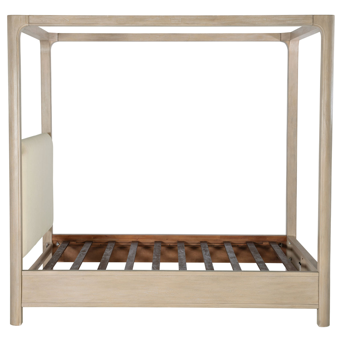 Solano Upholstered Canopy Bed California King Weathered Mango and Beige