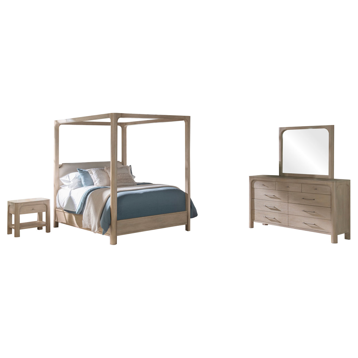 Solano 4-piece Queen Canopy Bedroom Set Weathered Mango