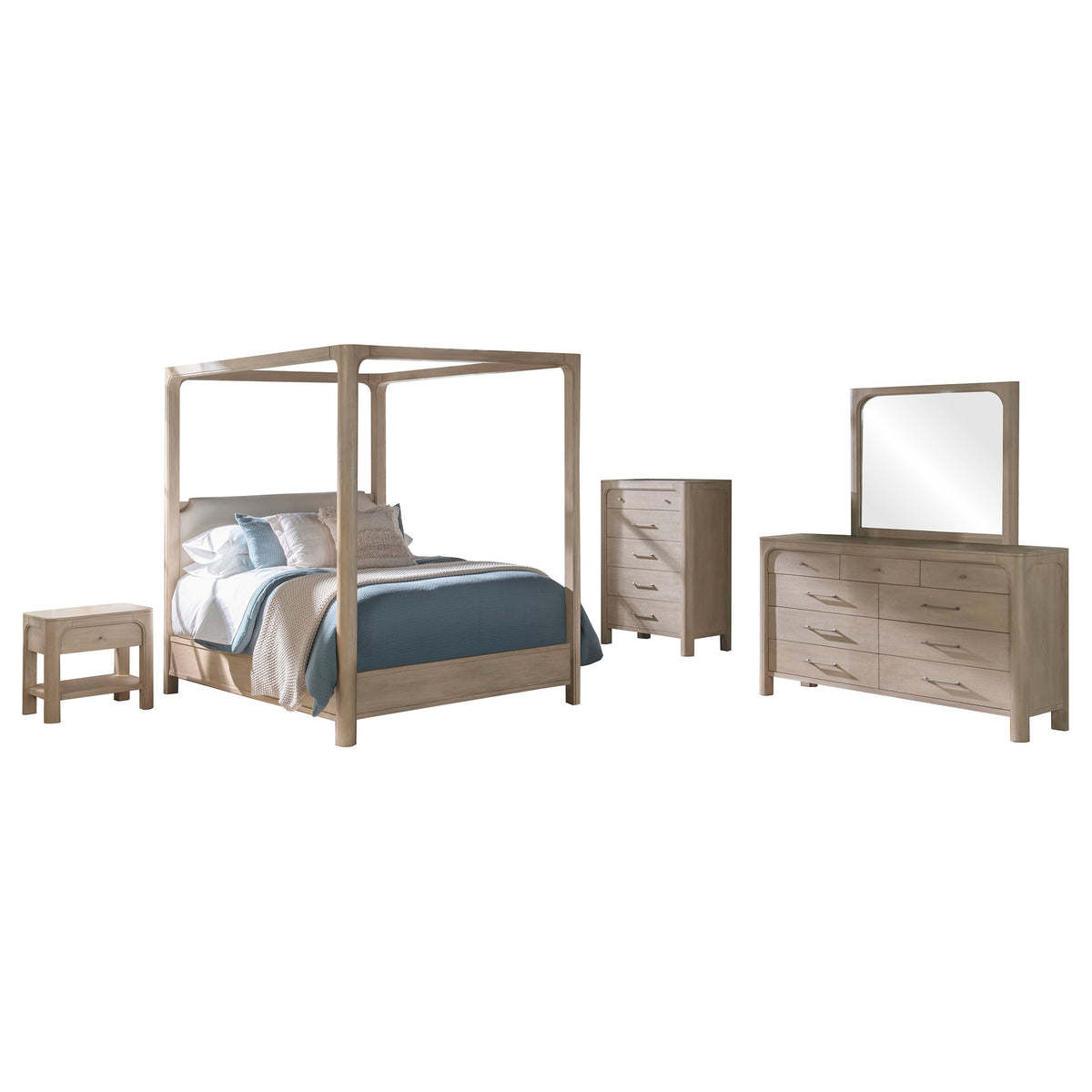 Solano 5-piece Queen Canopy Bedroom Set Weathered Mango
