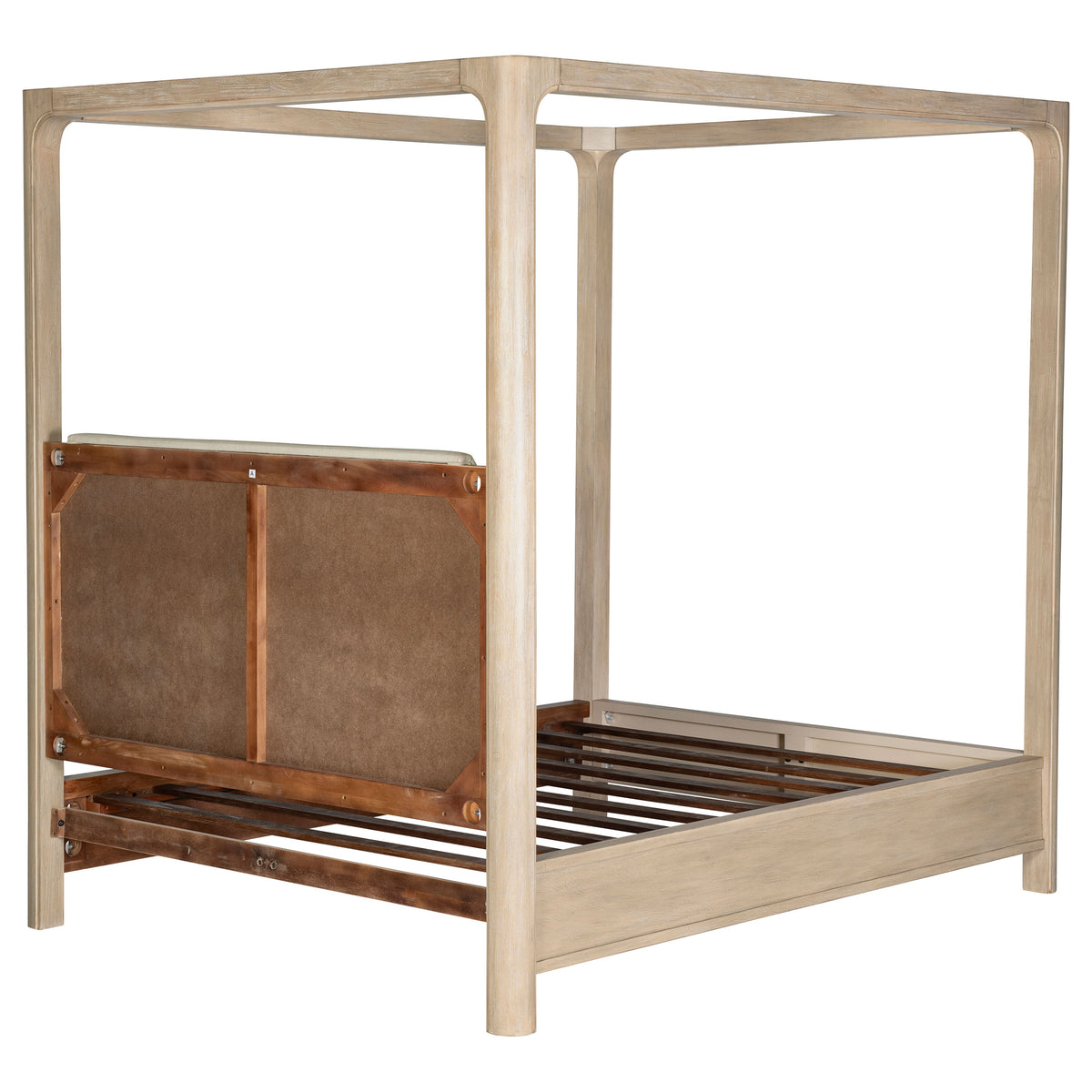 Solano Upholstered Canopy Bed Queen Weathered Mango and Beige