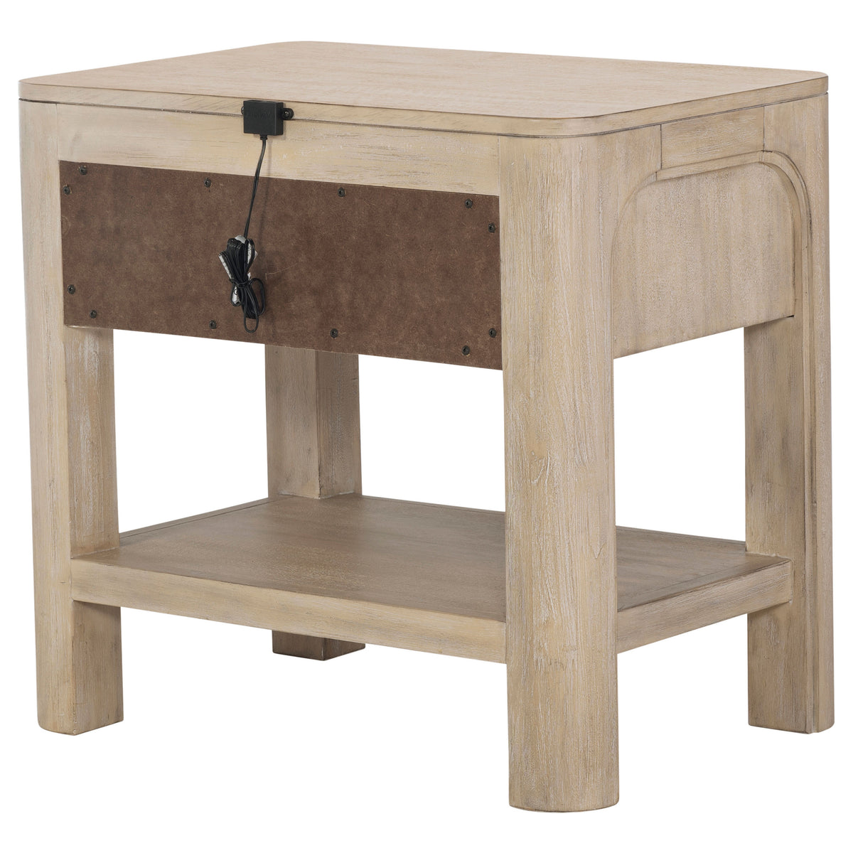 Solano 1-drawer Nightstand with USB Ports Weathered Mango