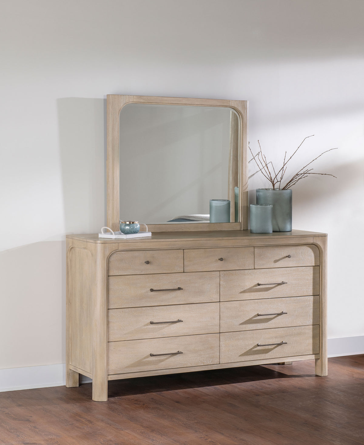 Solano 9-drawer Dresser with Mirror Weathered Mango