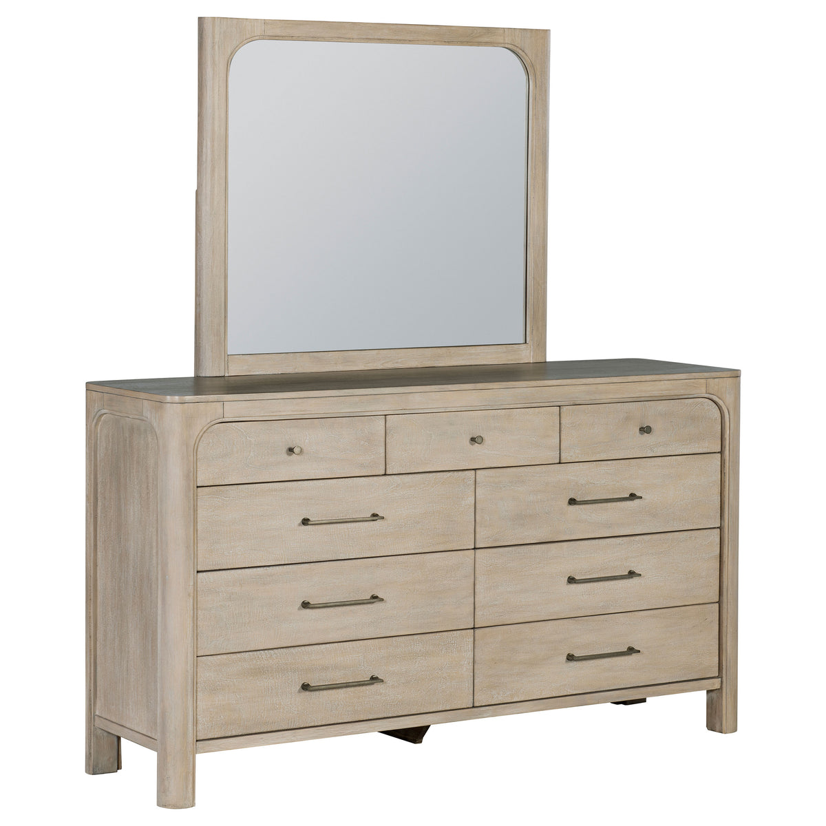 Solano 9-drawer Dresser with Mirror Weathered Mango