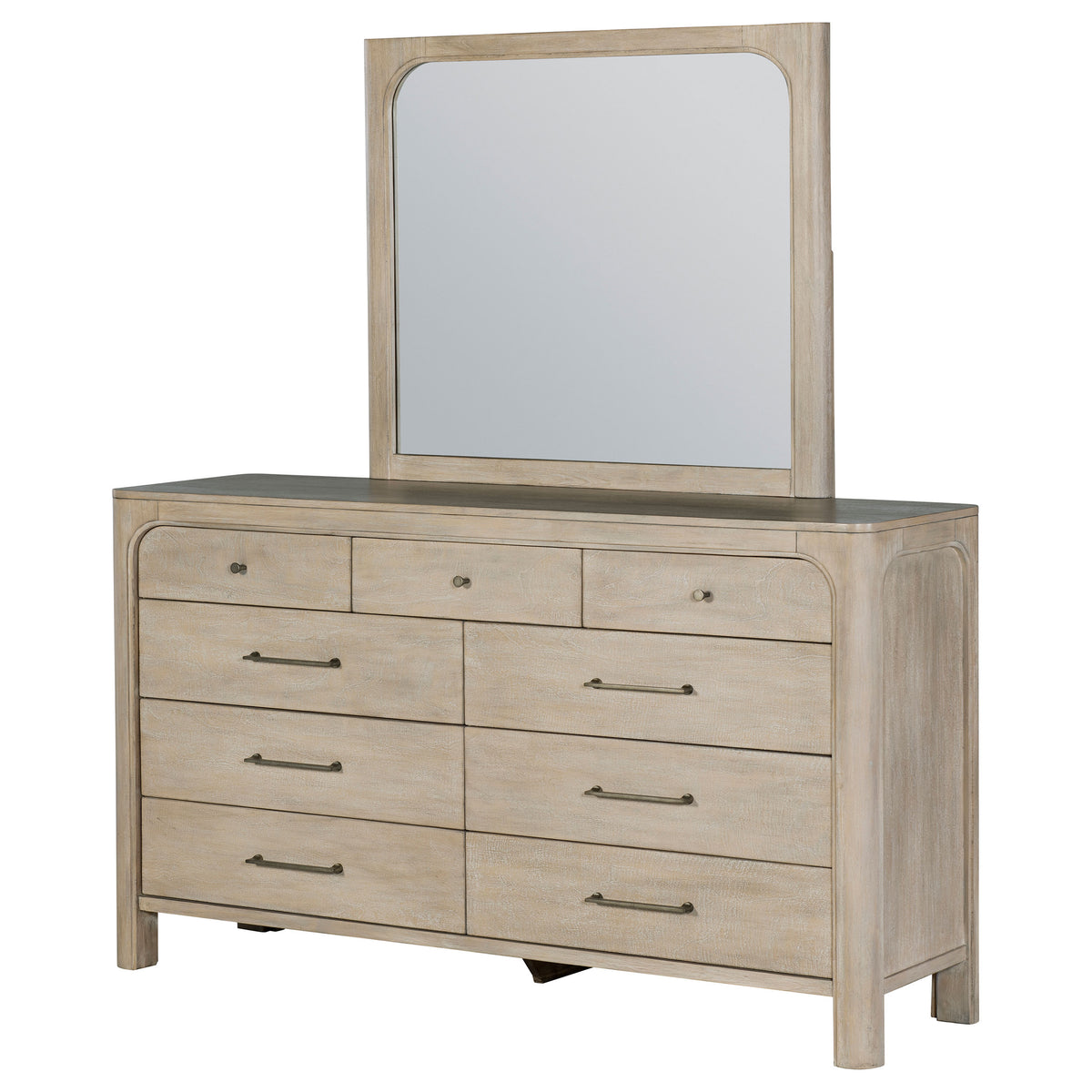 Solano 9-drawer Dresser with Mirror Weathered Mango