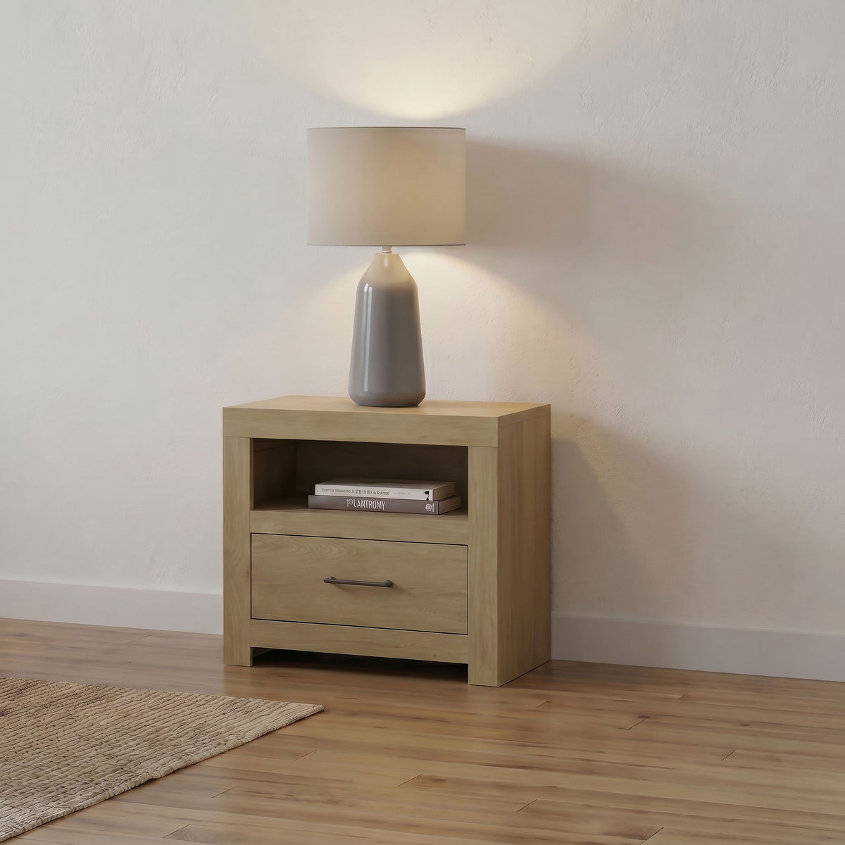Hendricks 1-drawer Nightstand with Cubby Light Oak