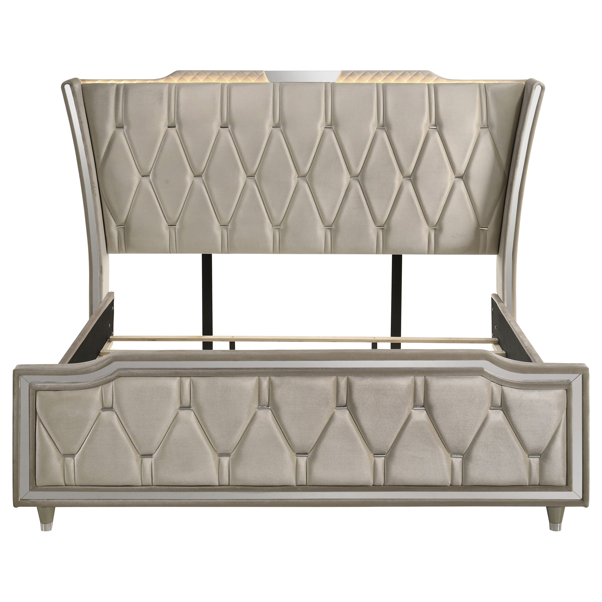 Lorient Upholstered LED Wingback Bed