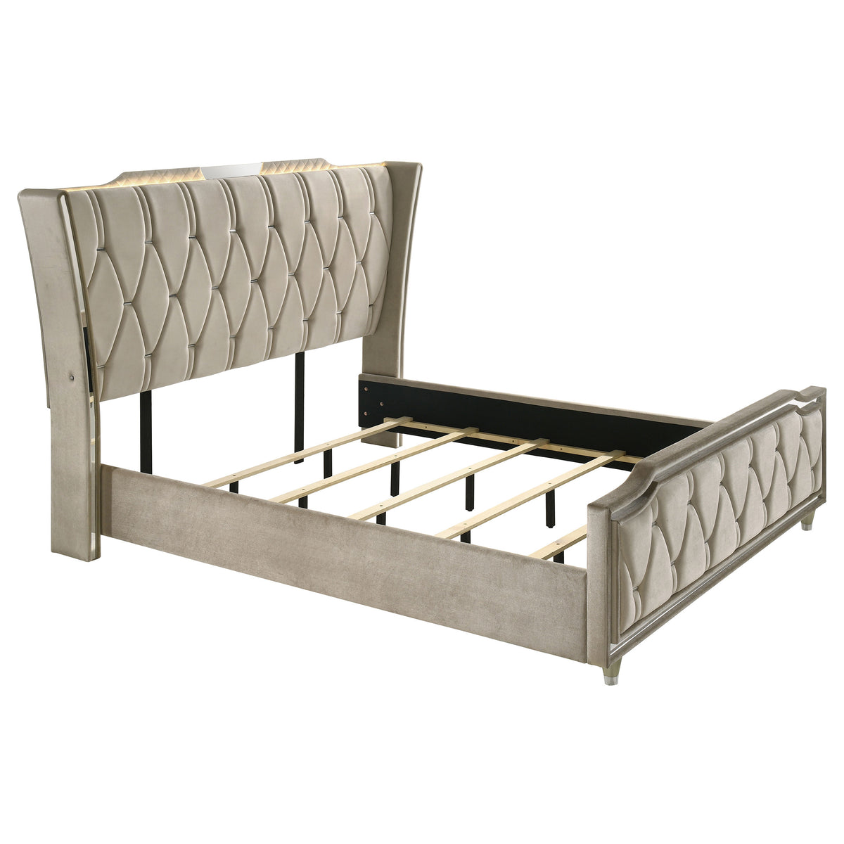 Lorient 4-piece California King LED Bedroom Set Ivory and Camel