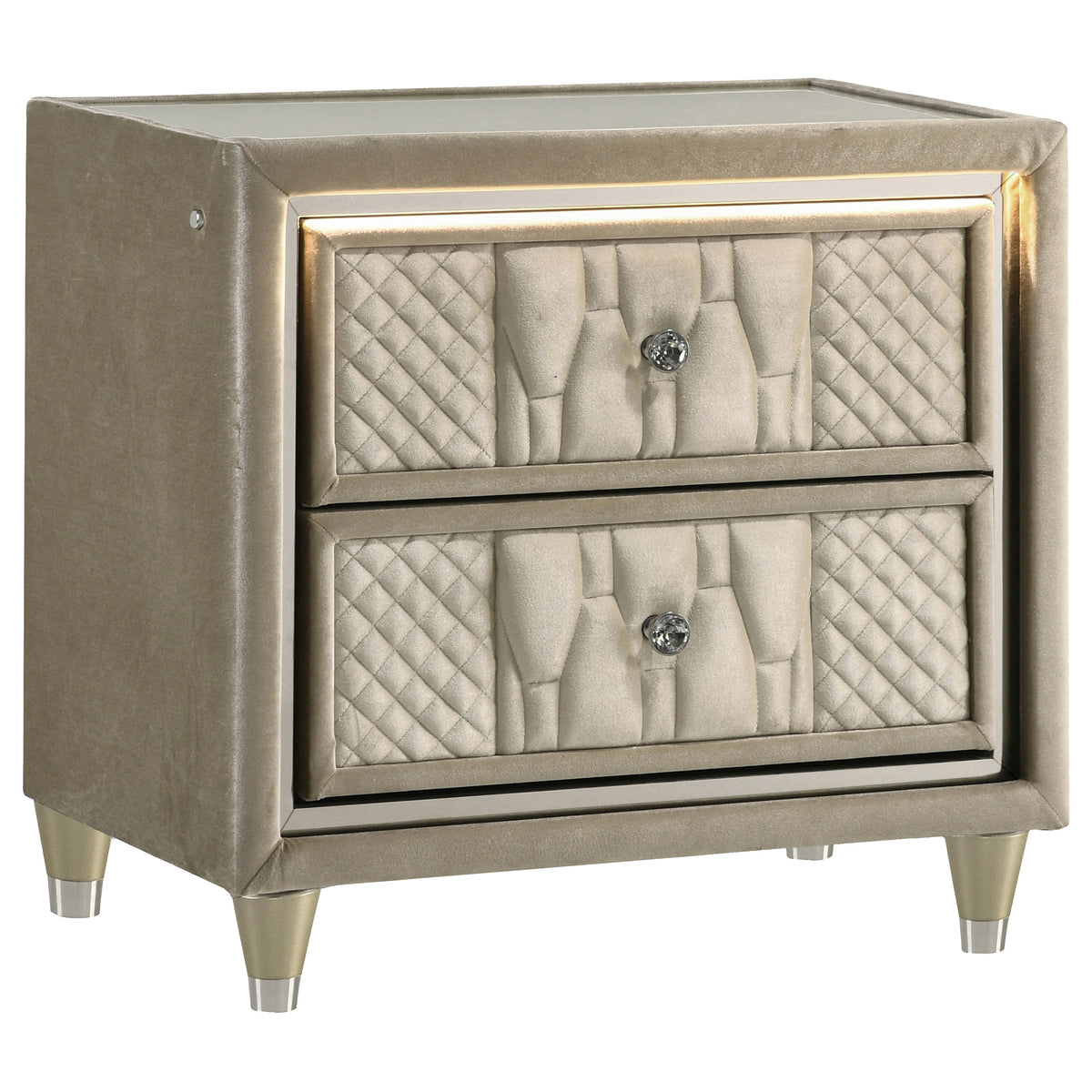 Lorient 5-piece California King LED Bedroom Set with Flame Box Dresser Ivory and Camel