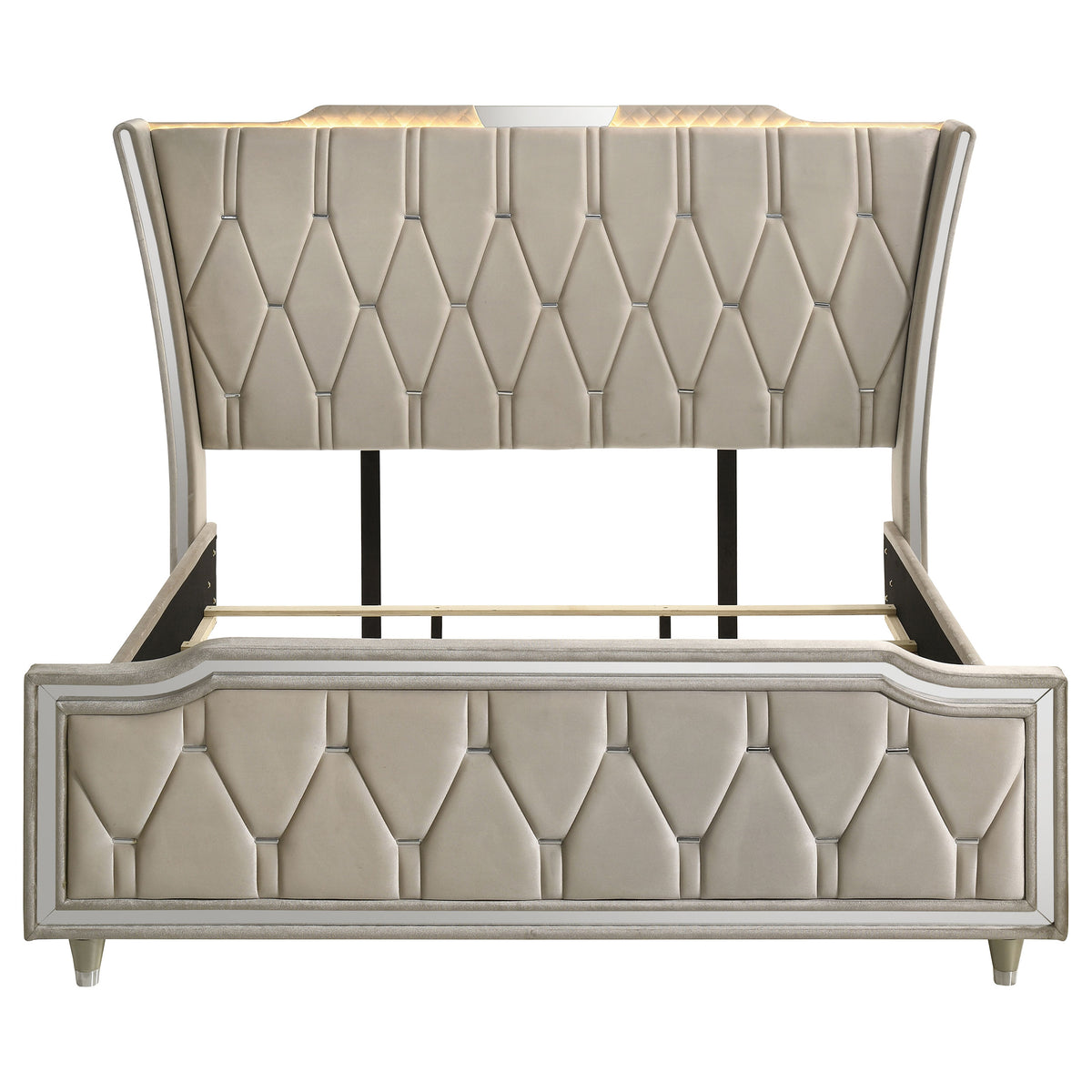 Lorient LED Tufted Wingback Upholstered Bed California King Ivory and Camel