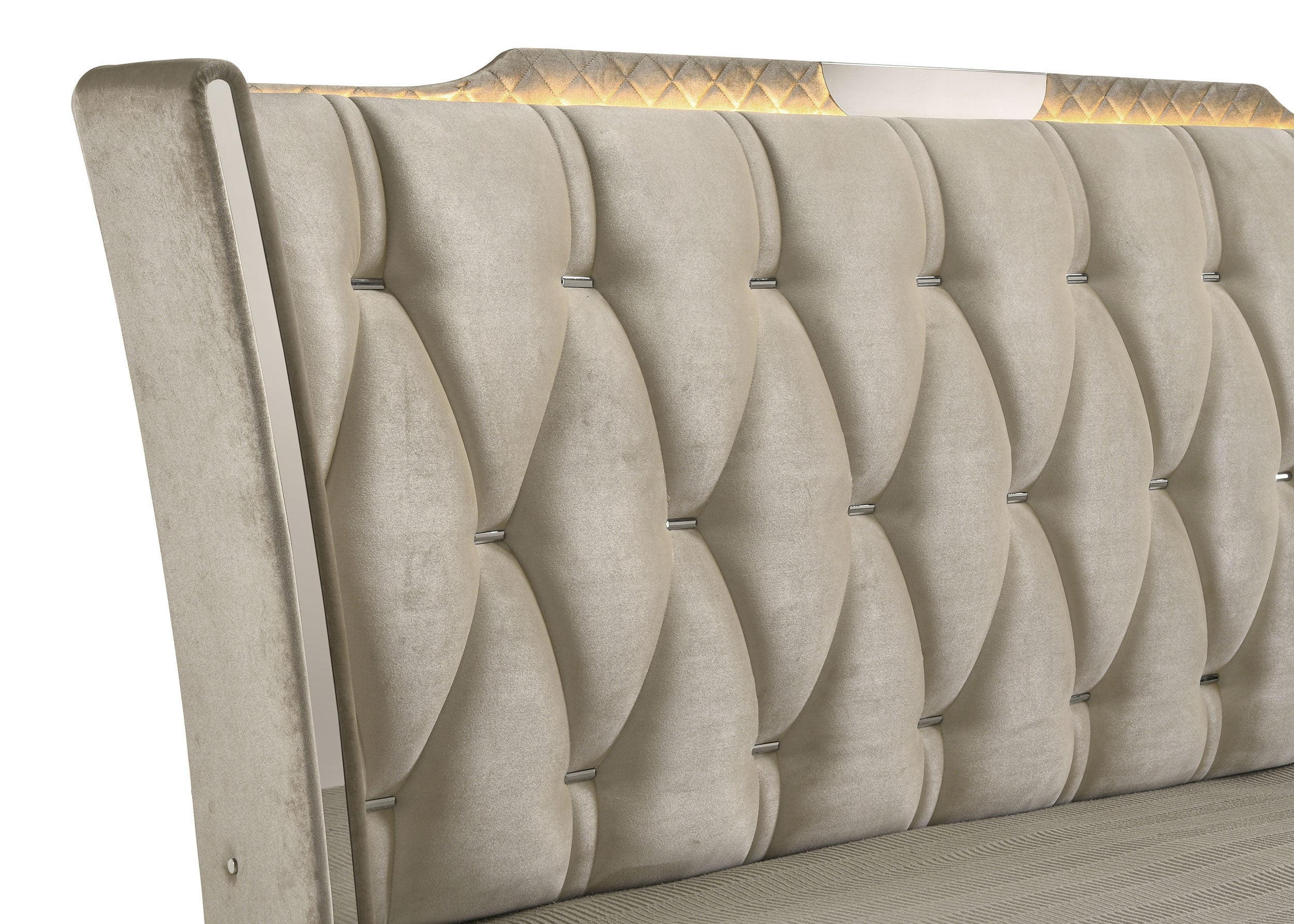 Lorient Upholstered LED Wingback Bed