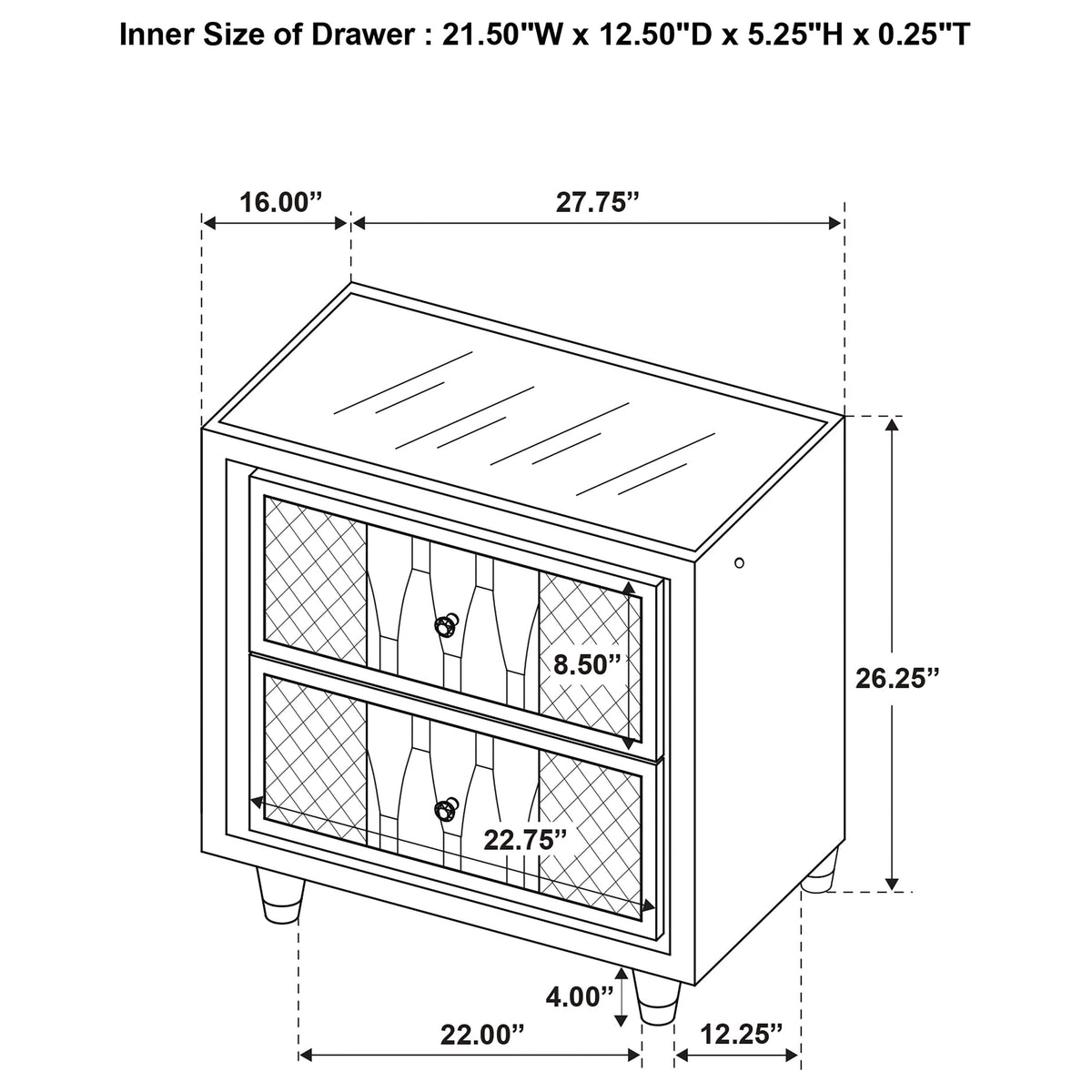 Lorient 2-drawer LED Nightstand with USB Ports Ivory and Camel