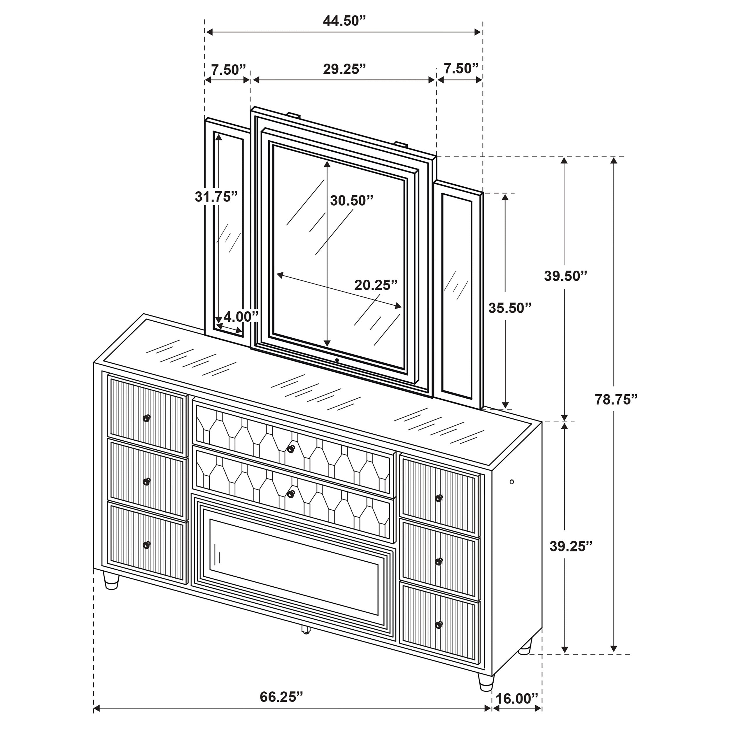 Lorient LED Flame Box Dresser with Mirror