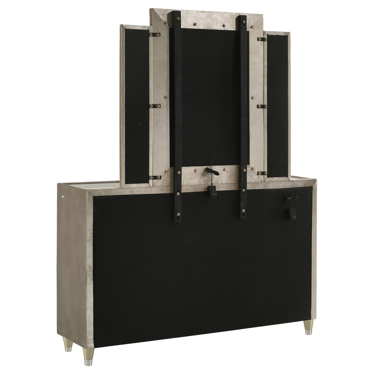 Lorient 8-drawer LED Dresser with Mirror Ivory and Camel